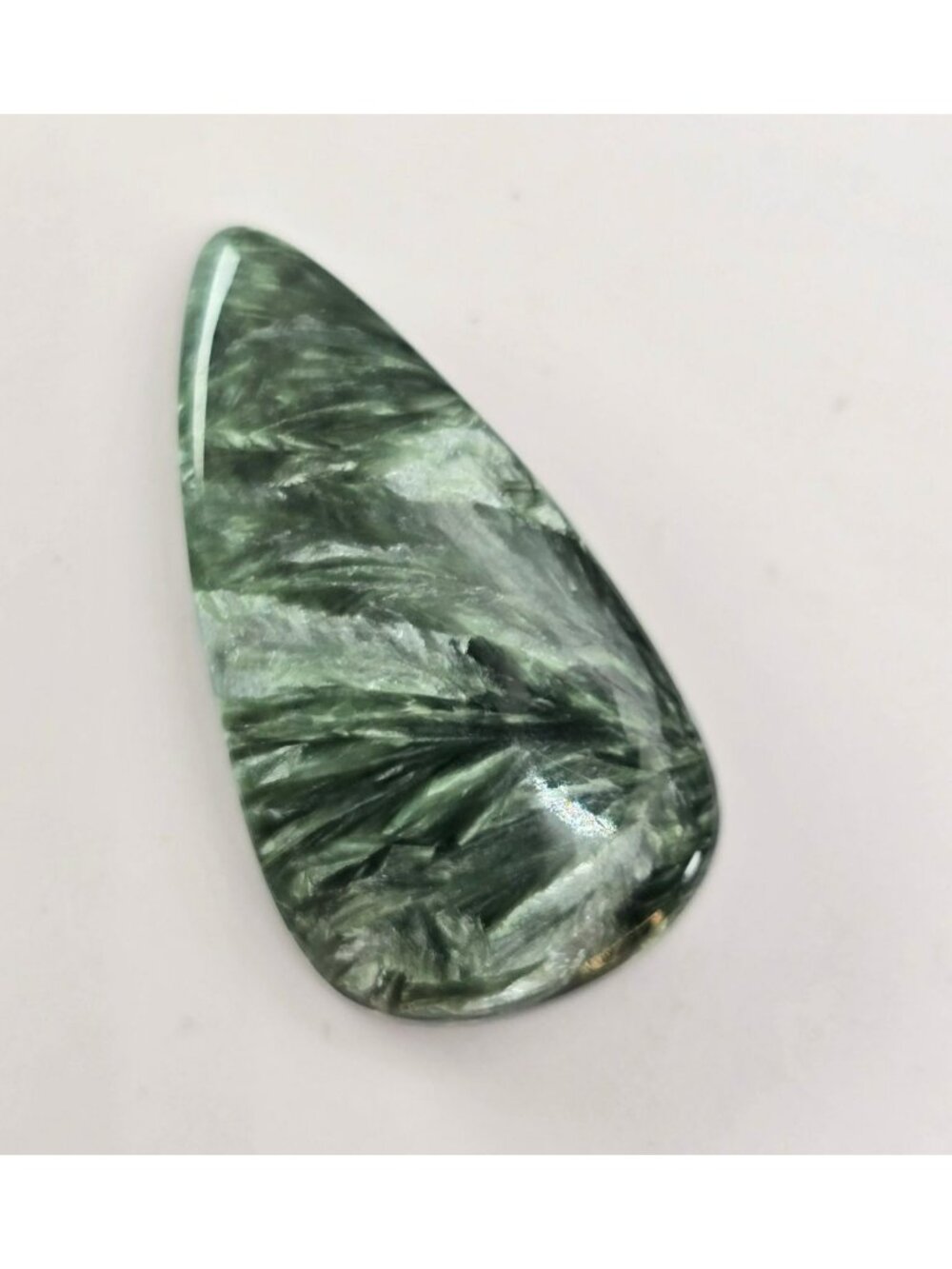 Seraphinite Polished Gemstone Cabochon Teardrop Shape 16x22x5.9 JH5007 - Picture 8 of 10
